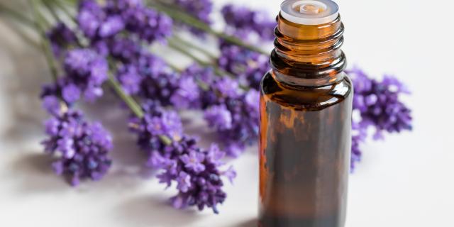 Nahansicht von Lavendel und Öl